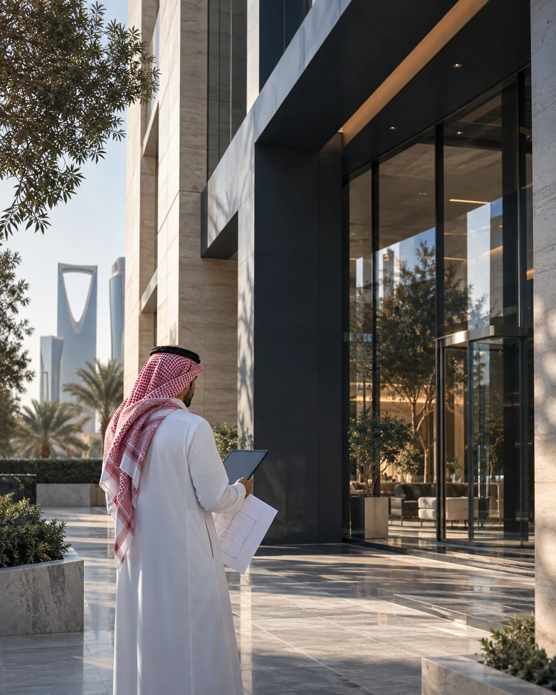 Property expert evaluating a commercial building in Riyadh