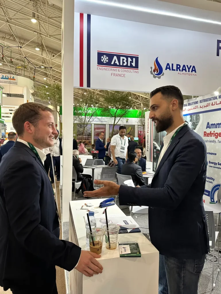 Business networking at the ABN Engineering and Alraya stand during Saudi Agriculture.