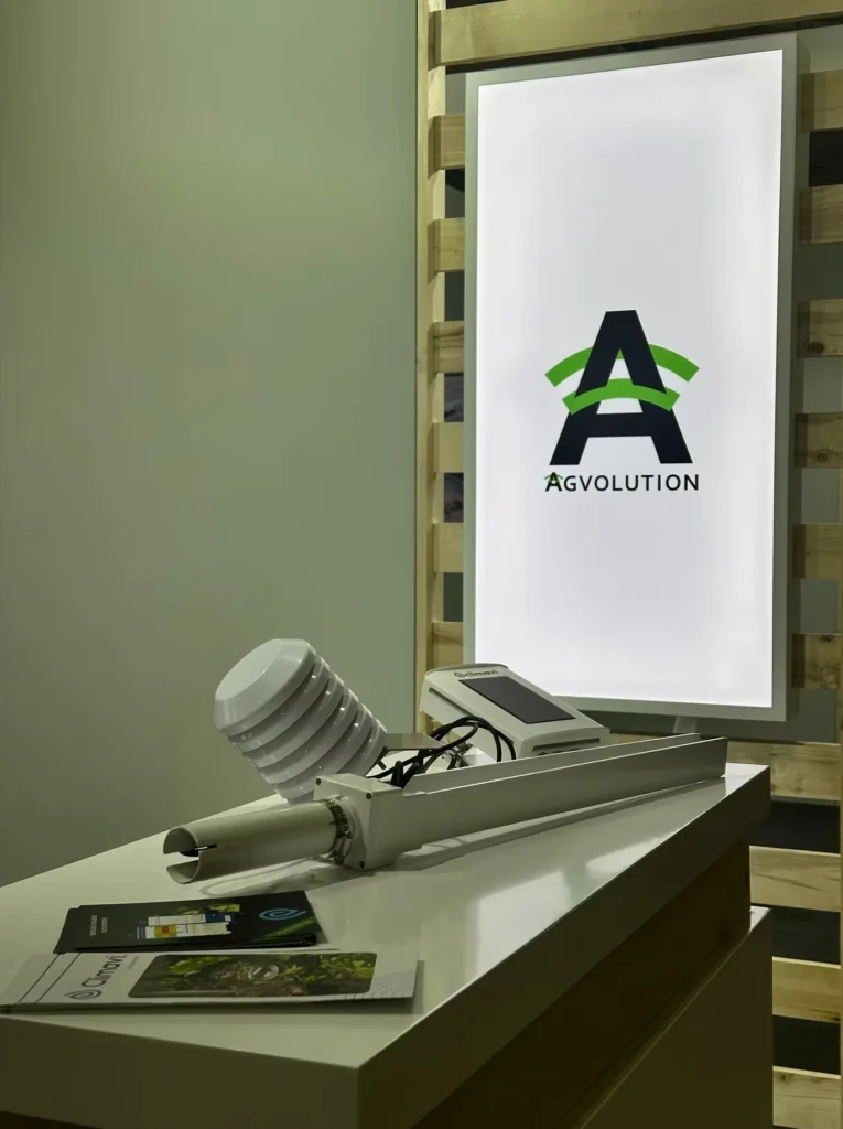 Agvolution agricultural sensor technology displayed at the Saudi Agriculture exhibition.