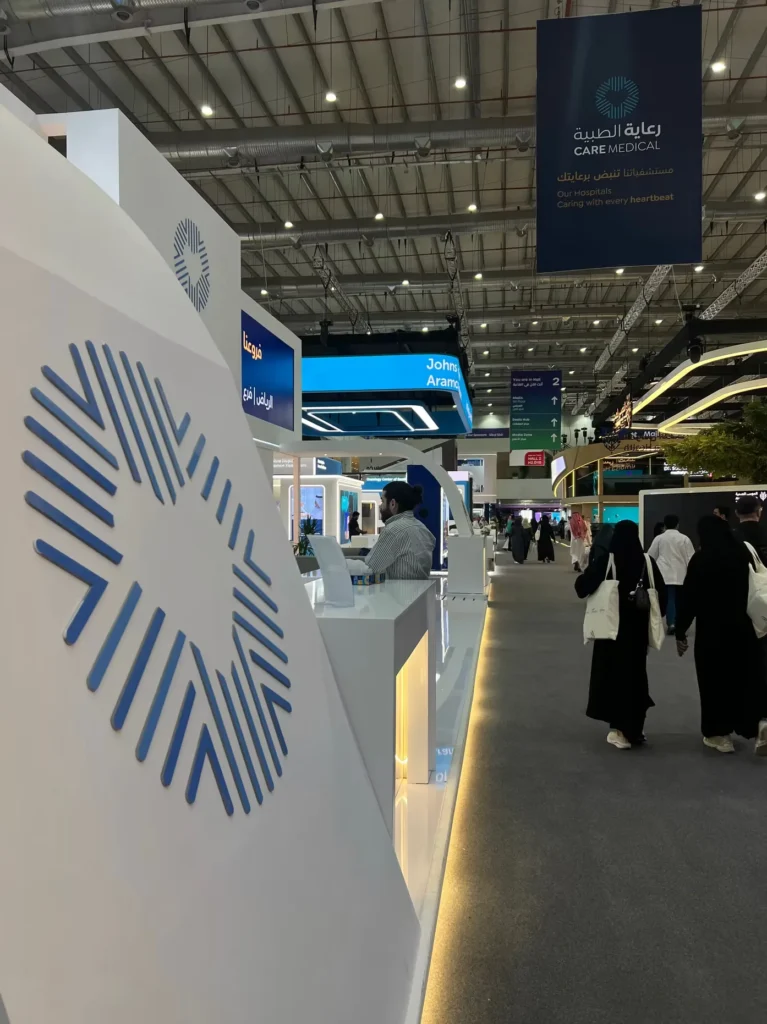 Care Medical exhibition stand at the Global Health Exhibition in Riyadh.