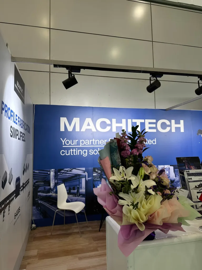 Flower bouquet displayed at the Machitech automated cutting solutions stand.