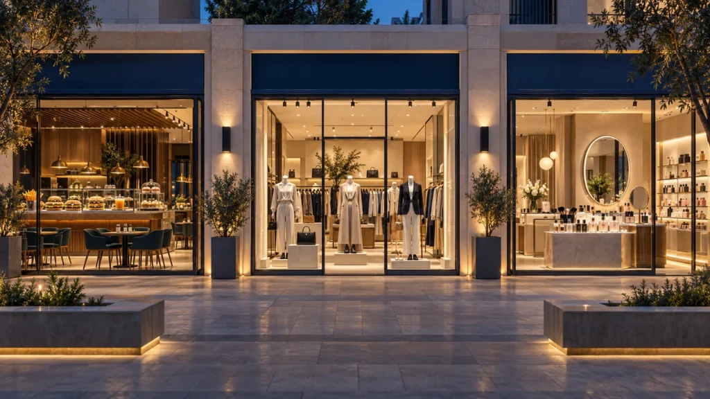 Saudi franchise - Fast food restaurant, fashion boutique and cosmetics store representing franchise opportunities in Saudi Arabia.
